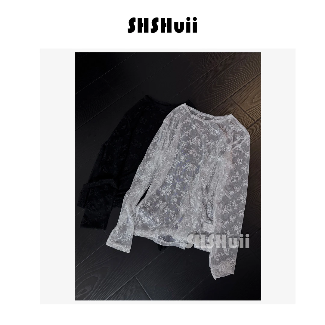 SSHuii【夏季内饰】蕾丝凉感长袖T恤打底