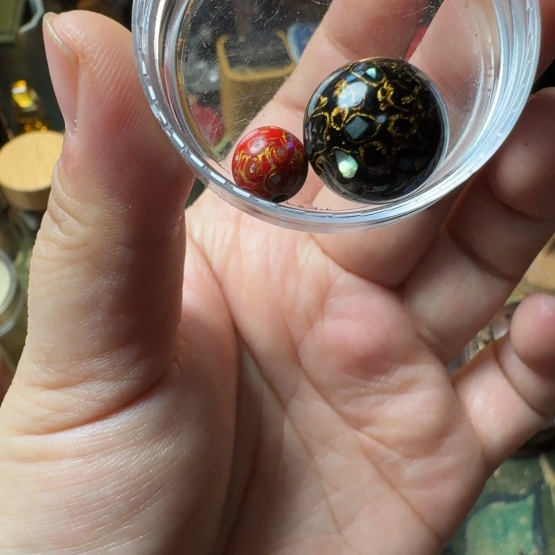 铜香篆大漆珠多样性发黑金1.5cm