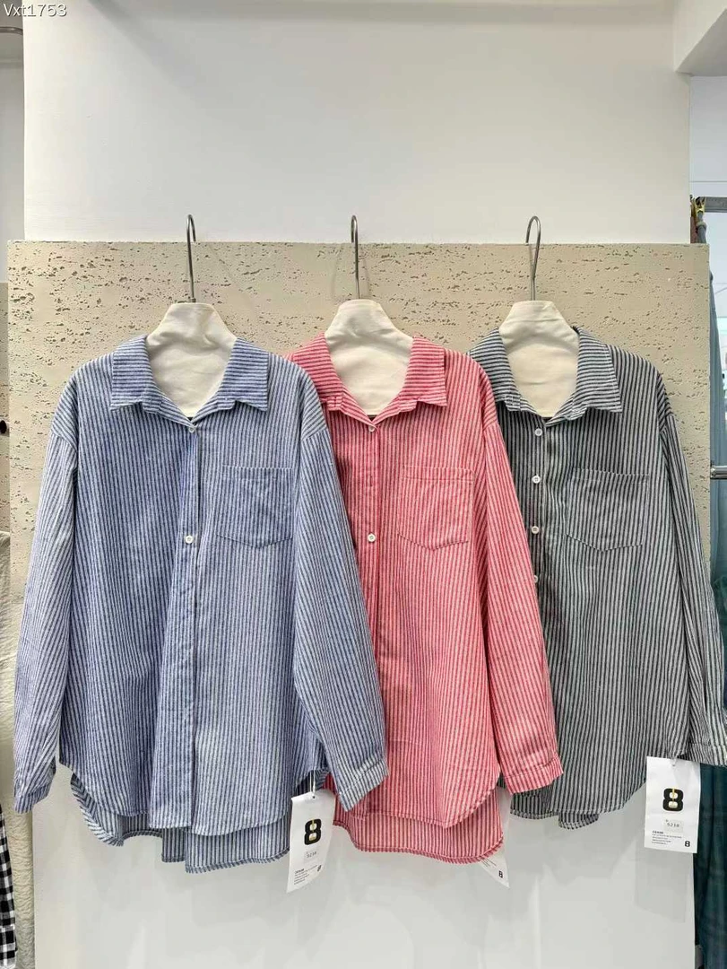 大脸慧推荐款 A8#5238#彩色条纹衬衣 (秋季新款) X