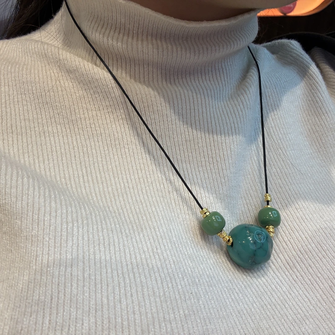 非金属合成锆石吊坠 手工美美松松项链