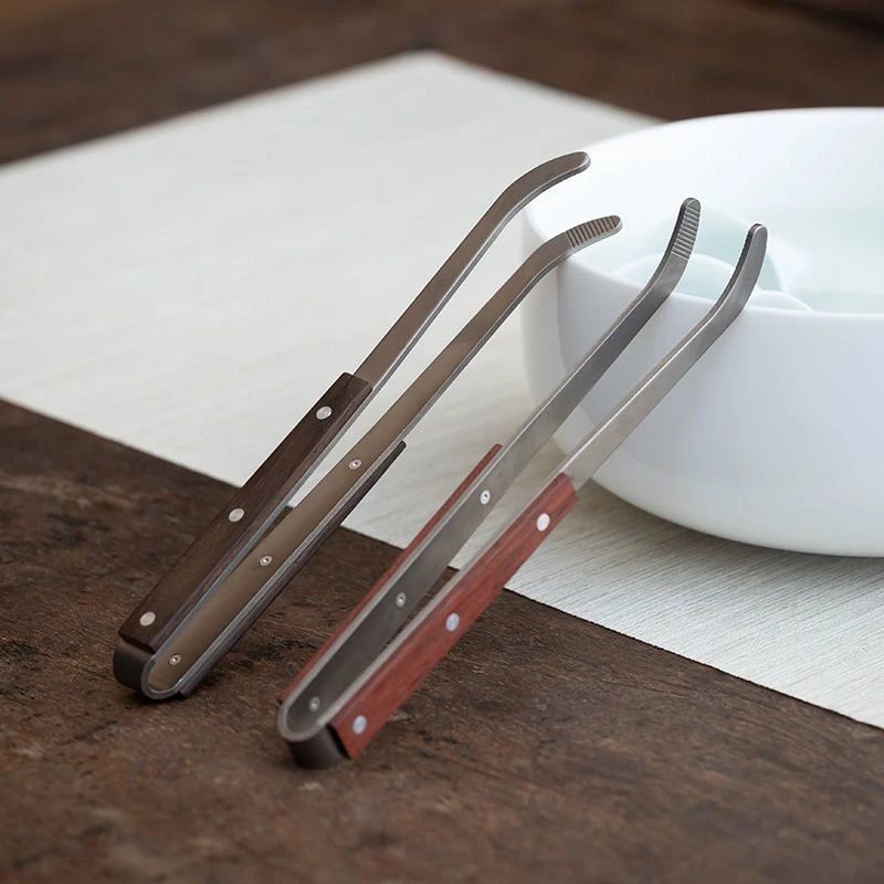 纯钛茶夹子泡茶夹子茶杯工具镊子茶道功夫茶具配件实木防滑茶夹