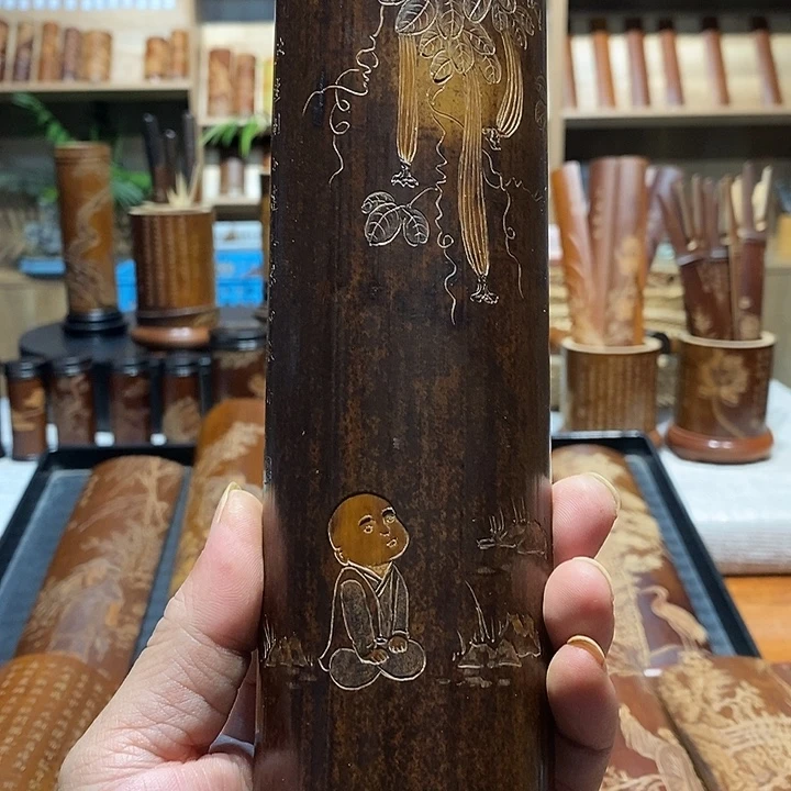 初***心老煤竹手工雕刻精品茶则