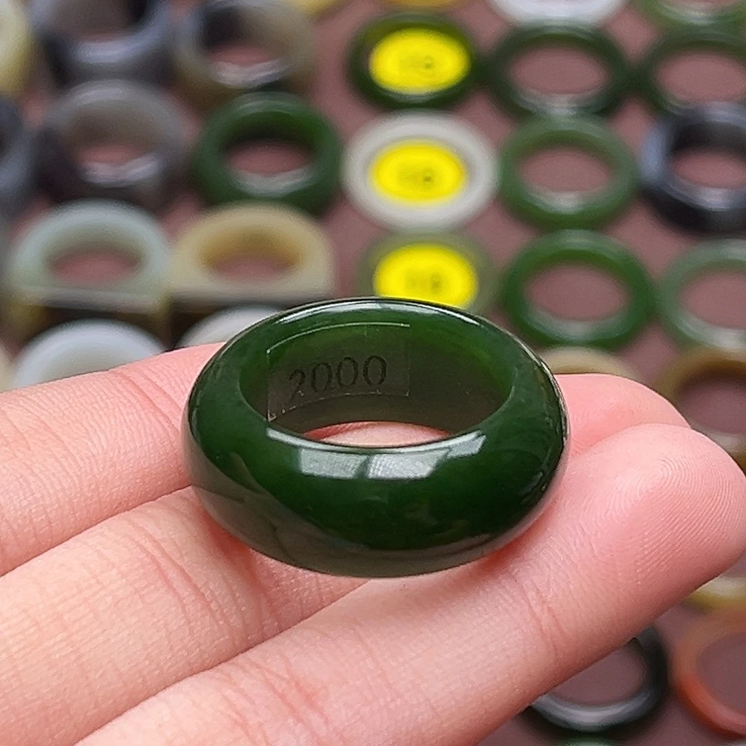 和田玉未镶嵌戒指18.9辣菠菜墩墩