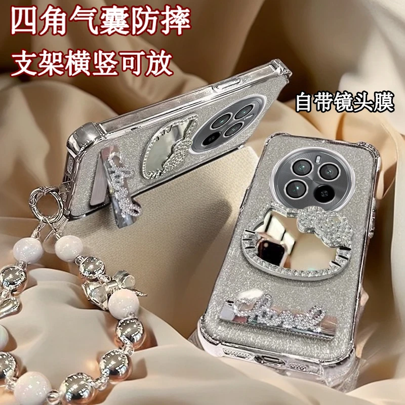 水钻KT猫补妆镜子真我GT5Pro手机壳钻四角防摔RMX3888全包realmeg