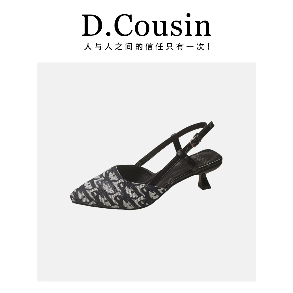 【香港大表姐】时尚性感妩媚尖头凉鞋女2025新款印花细跟包头凉拖T