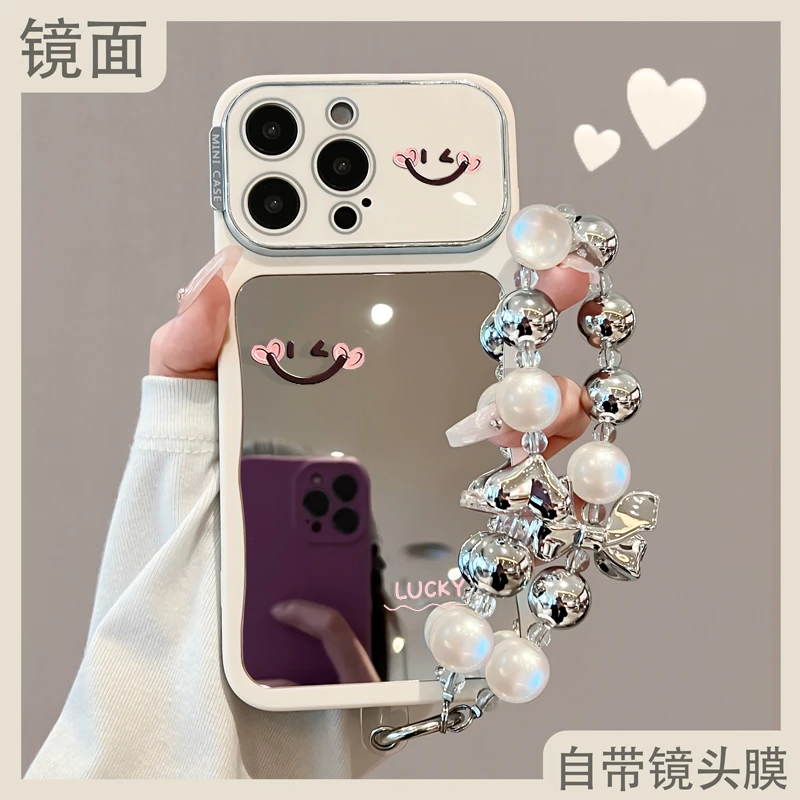 适用苹果17promax手机壳大视窗iPhone16pro带挂绳15镜子14网红13