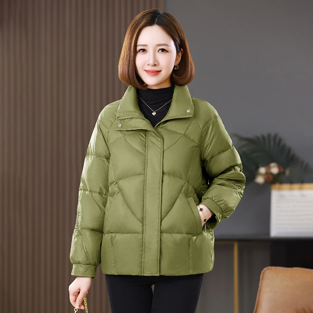 休闲时尚高级感羽绒服2025冬季新款立领宽松中年妈妈洋气减龄外套