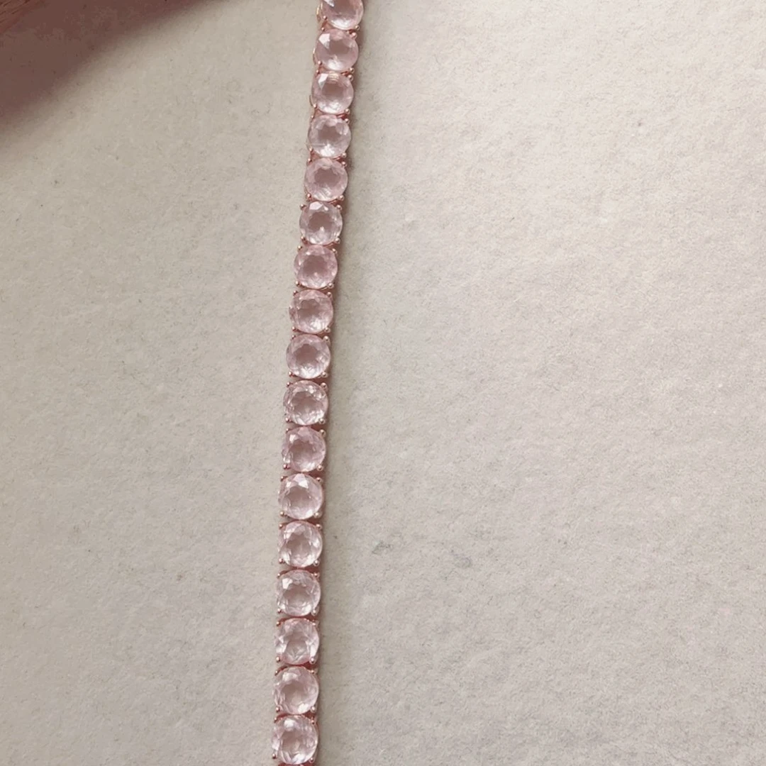 芙蓉石手链银S925镀金镶嵌