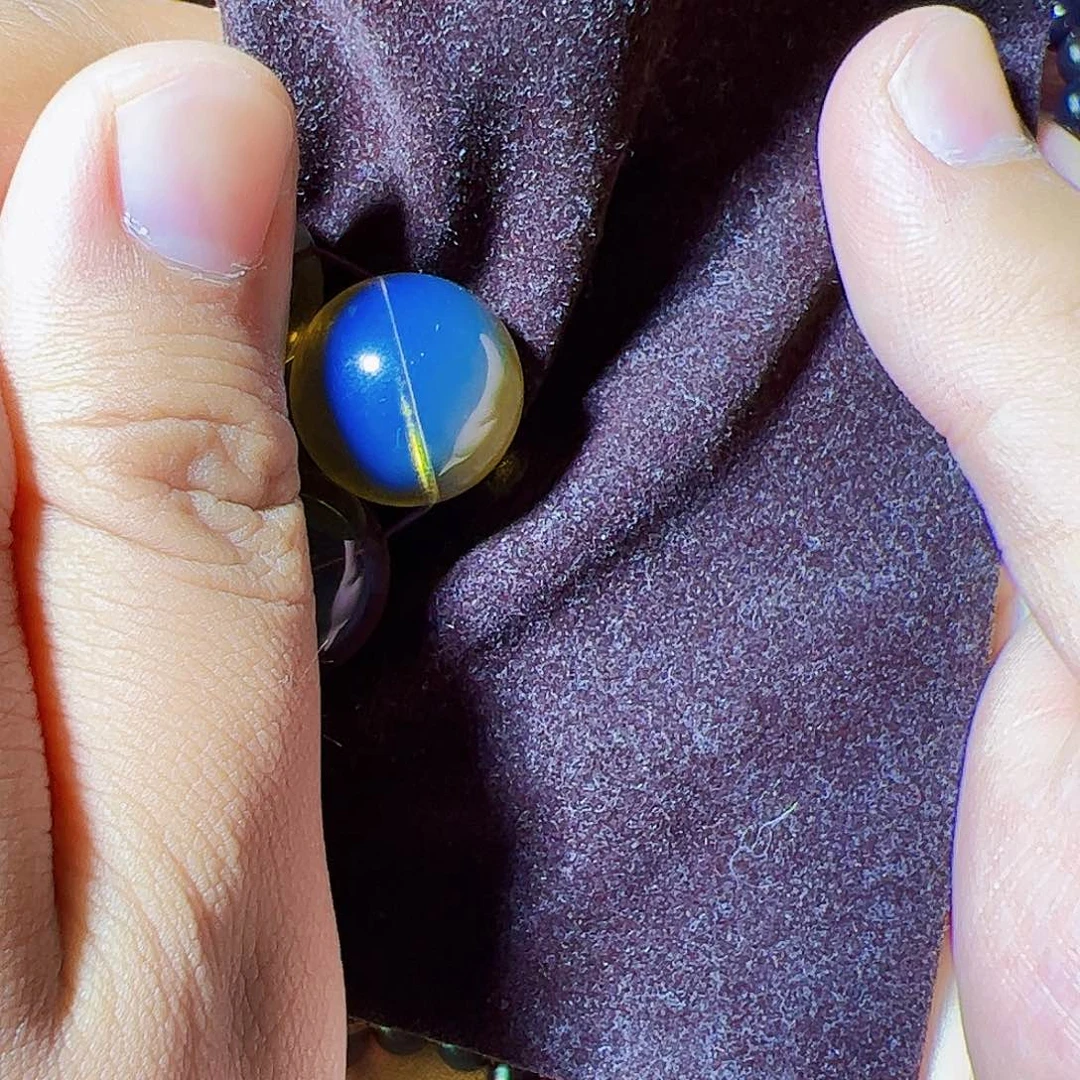 蓝珀珠宝奇石未镶嵌蓝珀单珠