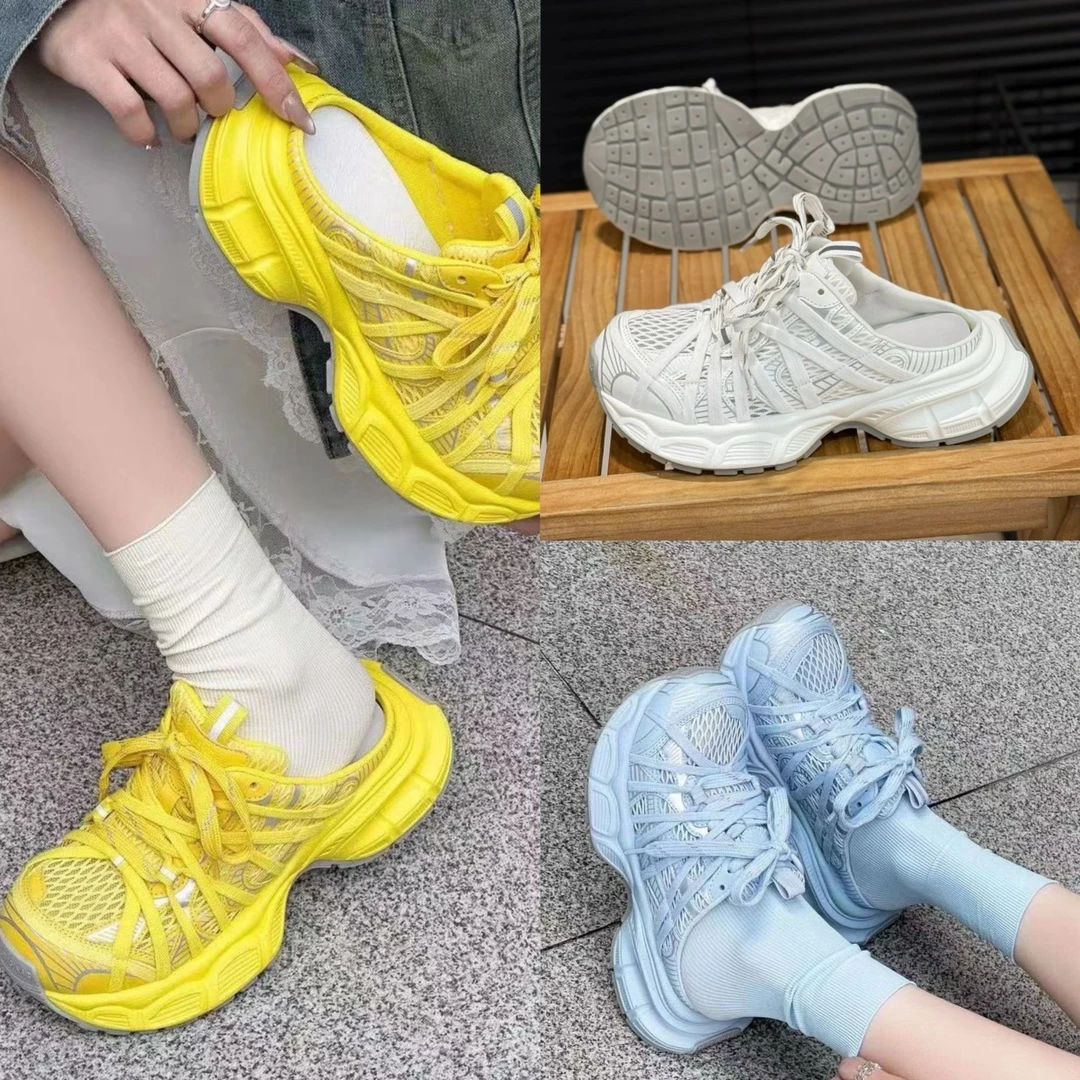 【香香】355-921#2025夏款厚底绑带百搭透气网面老爹鞋