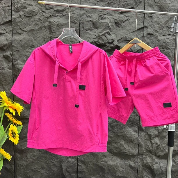 男短裤夏季连帽短袖休闲运动套装百搭户外