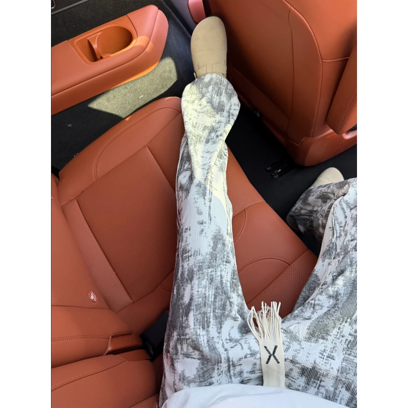 美式复古扎染裤子男款冬季垂感高级感阔腿裤潮牌抽绳宽松休闲长裤