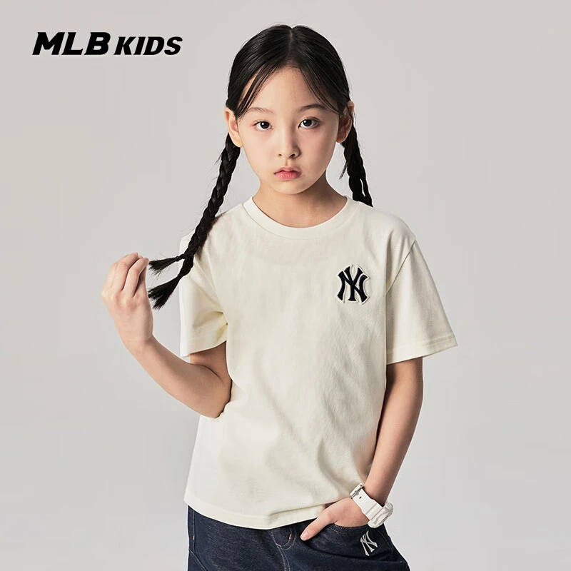 MLB儿童官方 男女童复古时尚舒适百搭复古老花T恤短袖 7ATSM0643
