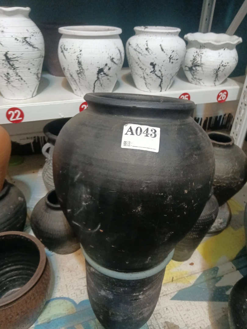 侘寂风粗陶花瓶陶罐复古禅意插花多肉花盆