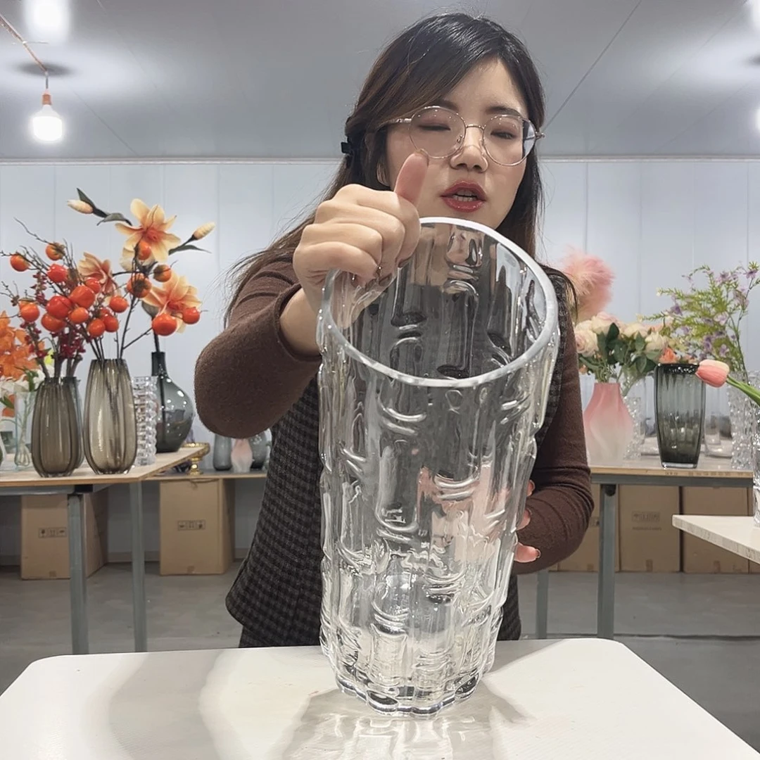 竹节水晶玻璃花瓶1540