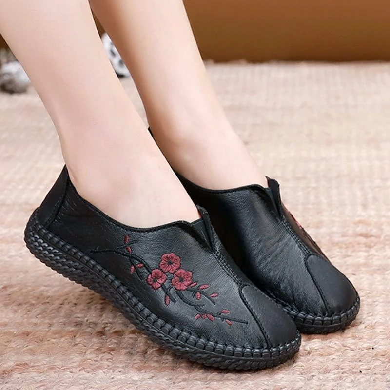 老北京布鞋女单鞋女鞋春秋牛筋底防滑绣花鞋中老年人妈妈鞋奶奶鞋
