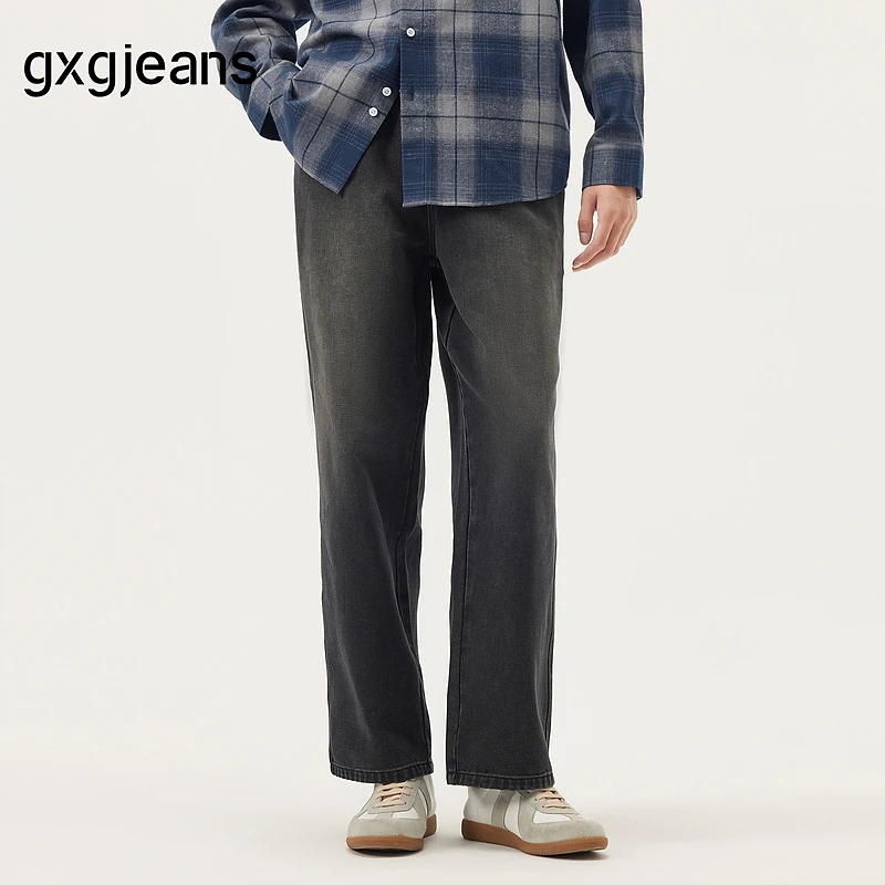 gxg.jeans男装 黑灰水洗设计宽松时尚牛仔长裤男裤 25年秋新品