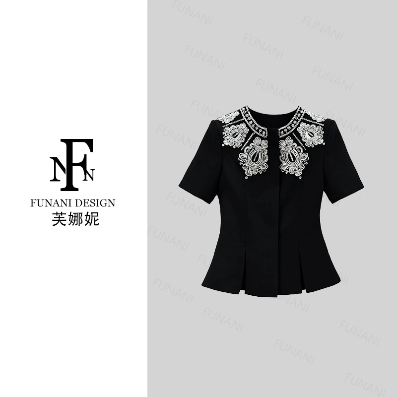 FNN【芙娜妮】2025新款优雅气质复古休闲衣服女上衣F2520188A