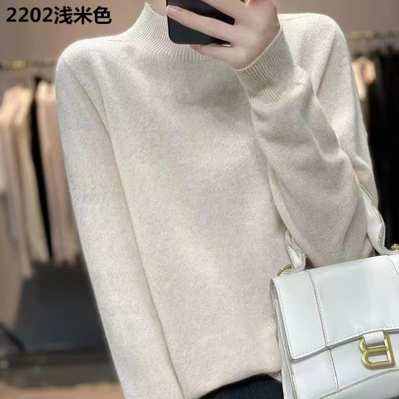 百分百纯羊毛半高领打底衫一体成型工艺保暖时尚百搭显气质