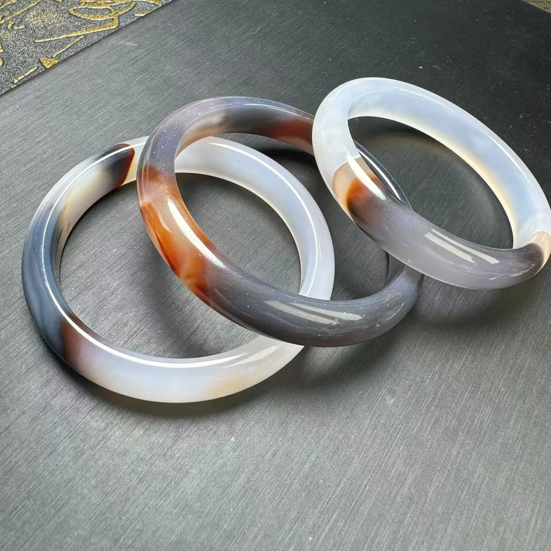 S7111-山水画水墨画玛瑙手镯-多样性发其一/圈口59以下