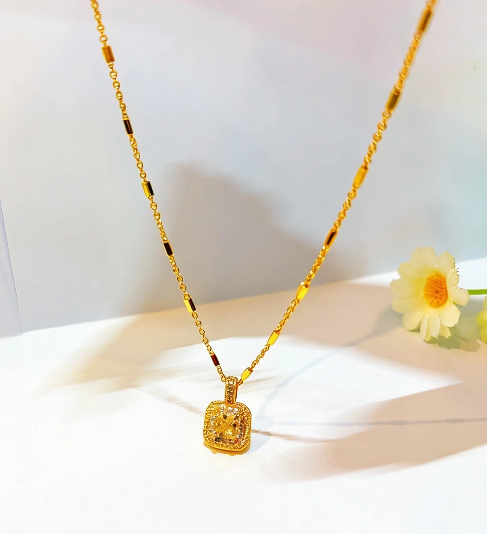 合金项链 小方糖配星光链时尚百搭小众