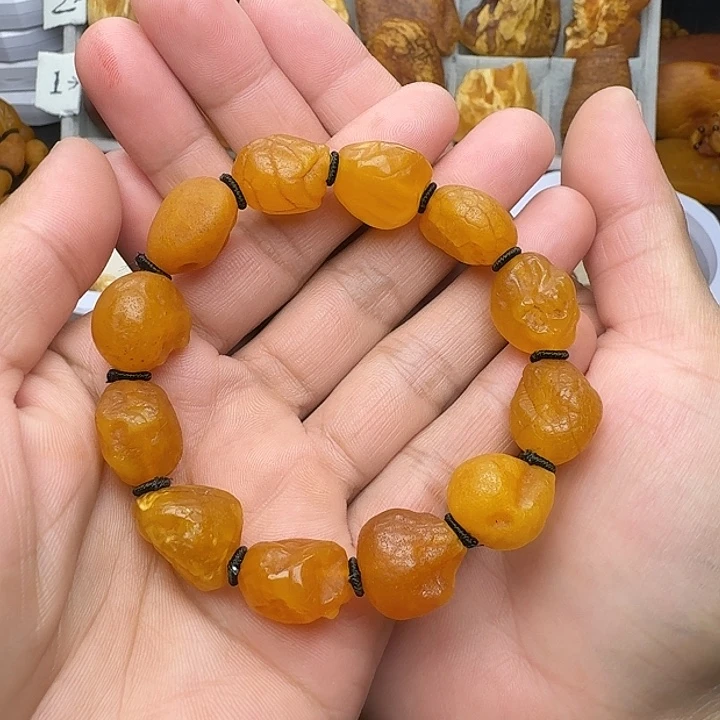 琥珀未镶嵌裸石天然蜜蜡手串
