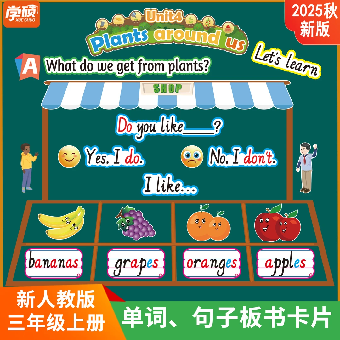 2025新人教PEP小学英语3三年级上册公开课板书设计黑板贴教学教具