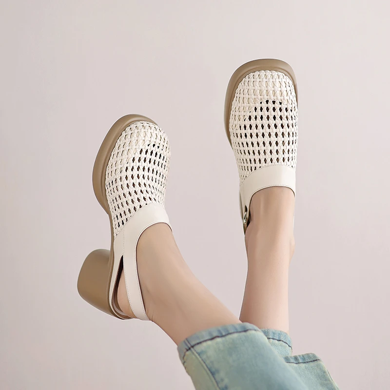 羊皮 8厘米 34-40 休闲百搭夏季真皮软底镂空透气舒适