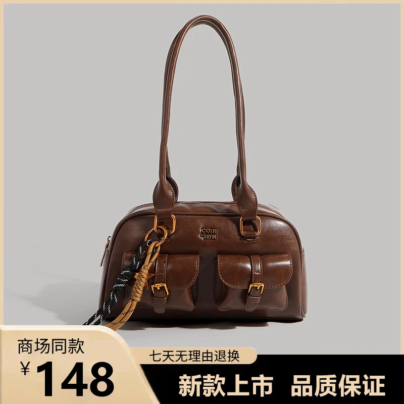 复古小众腋下包包女秋冬季2025新款潮韩国手提大容量保龄球包