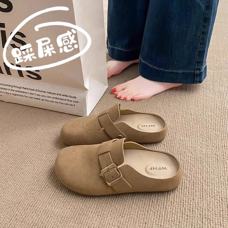 复古勃肯拖鞋女2025秋季新款孕妇外穿百搭一脚蹬软底宽松半拖鞋