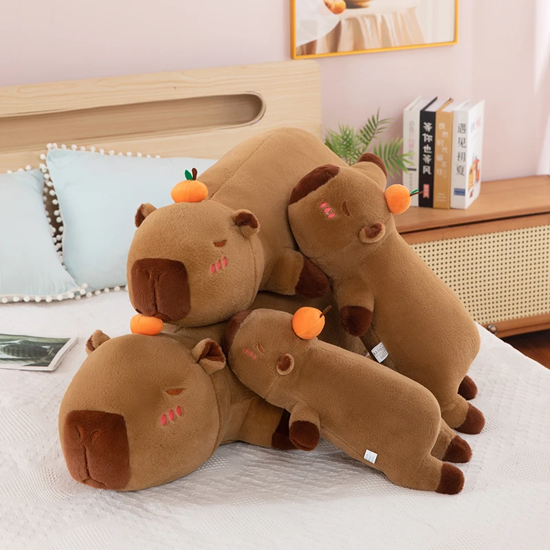 卡皮巴拉可爱趴款女生睡觉毛绒玩具床上水豚长条公仔夹腿生日礼物