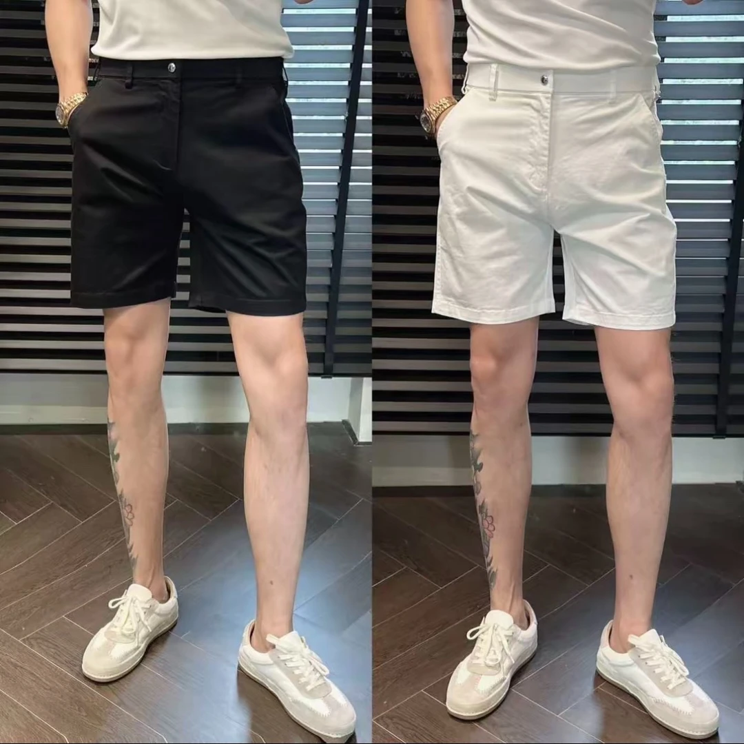男款夏季新款轻奢简约纯色百搭时尚休闲短裤抗褶皱高棉感弹力