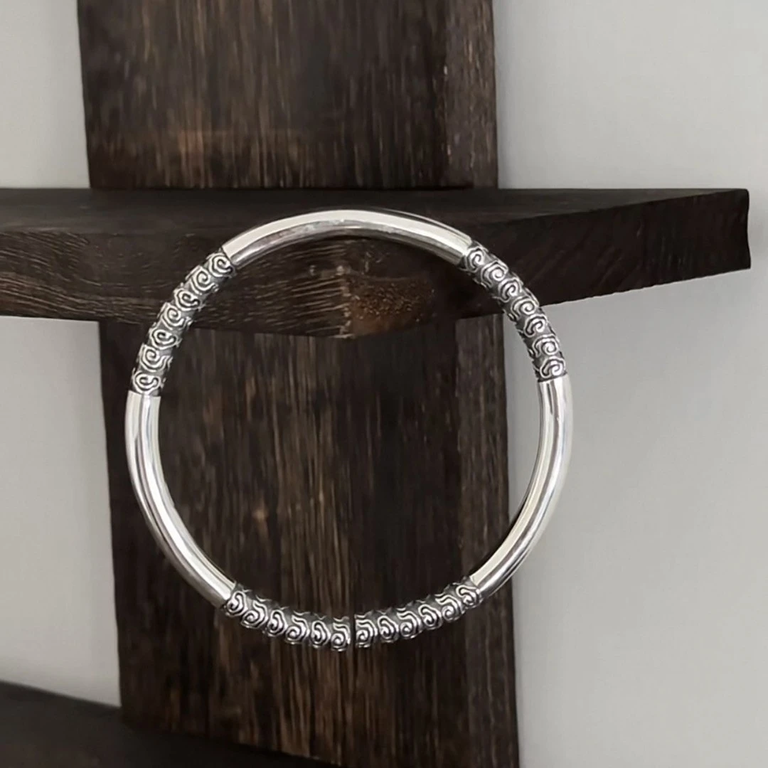 足银手镯 【A35】黑神话金箍棒足银999.9实心开口镯祥云男女同