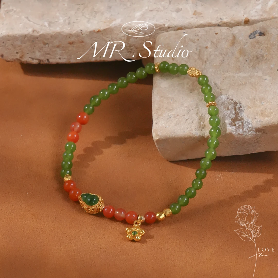 木润【碧玉】S925银天然和田玉碧玉手链