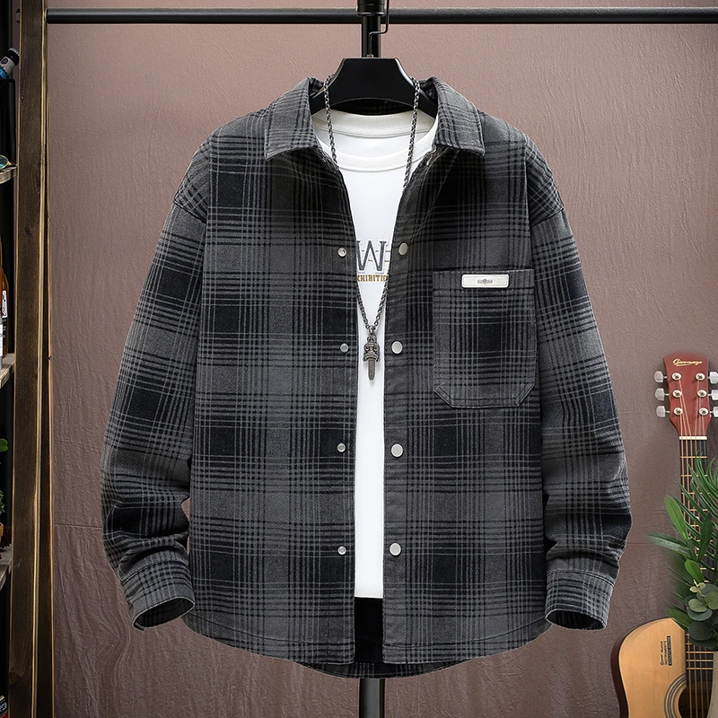 男士休闲牛仔衬衫夹克外套男春秋新款舒适潮流时尚百搭外套