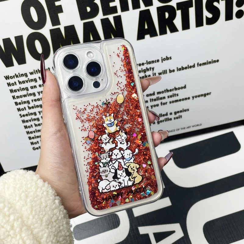 流沙红猫狗苹果16promax手机壳iphone15华为14小米13适用12新款女