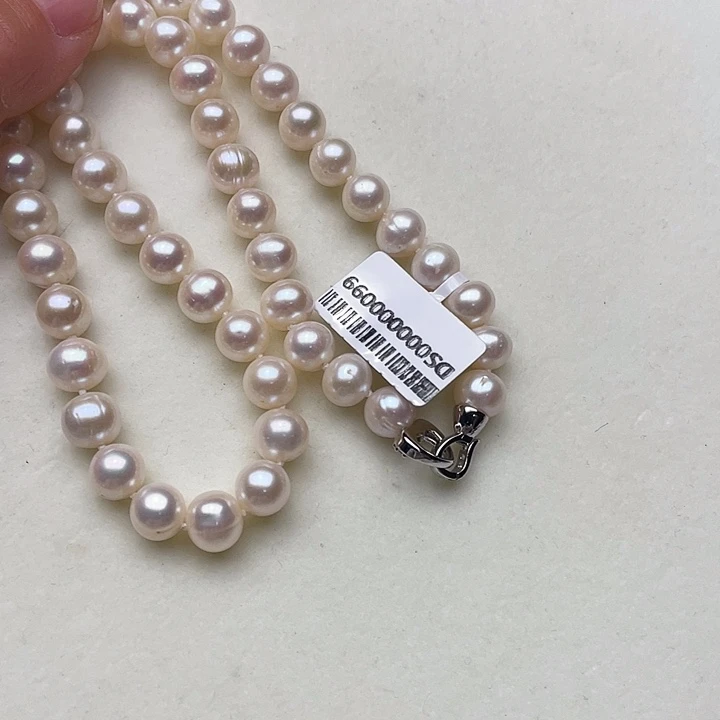 兰***音淡水珍珠未镶嵌颈饰卡9➕极光白炫天女粉