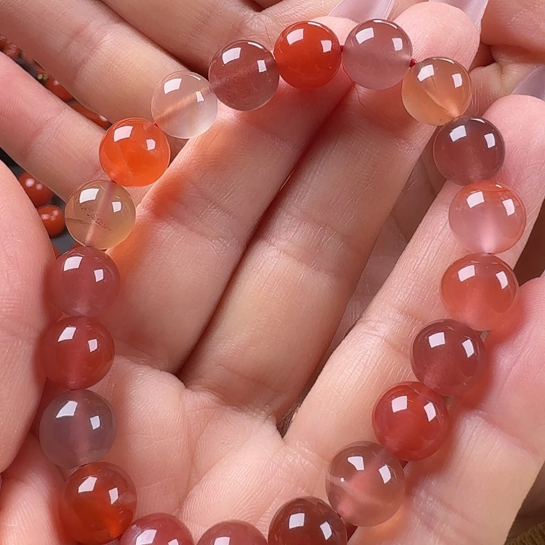 8***叔南红玛瑙未镶嵌糖果单圈9+