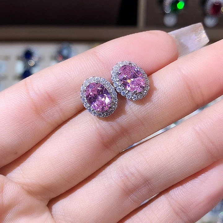 耳饰碧玺猫眼银S925镶嵌白68