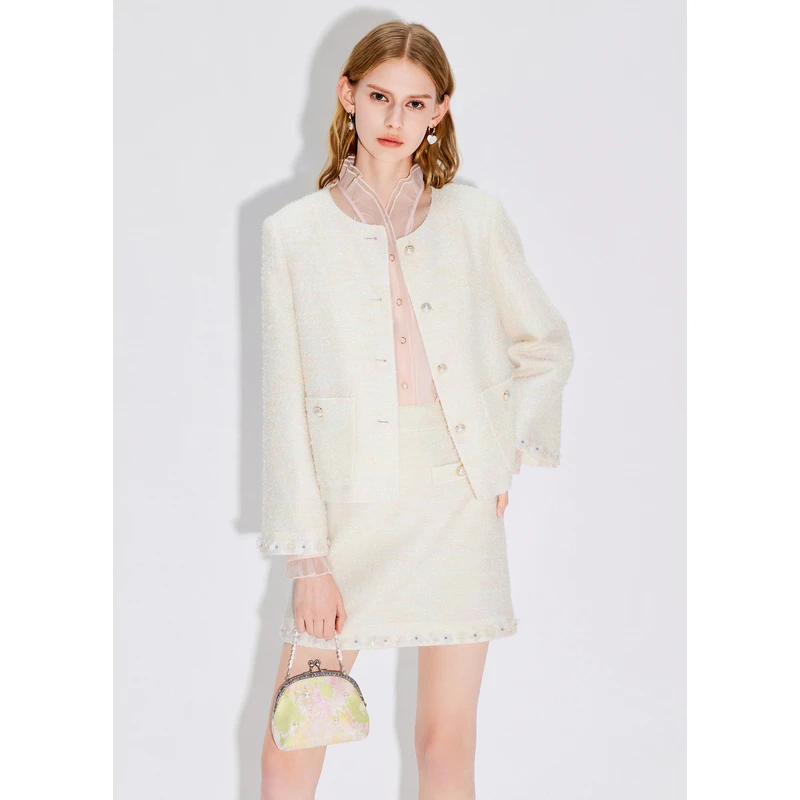 missCOCOON【拾光纪】春新款立体花朵女装经典小香风套装