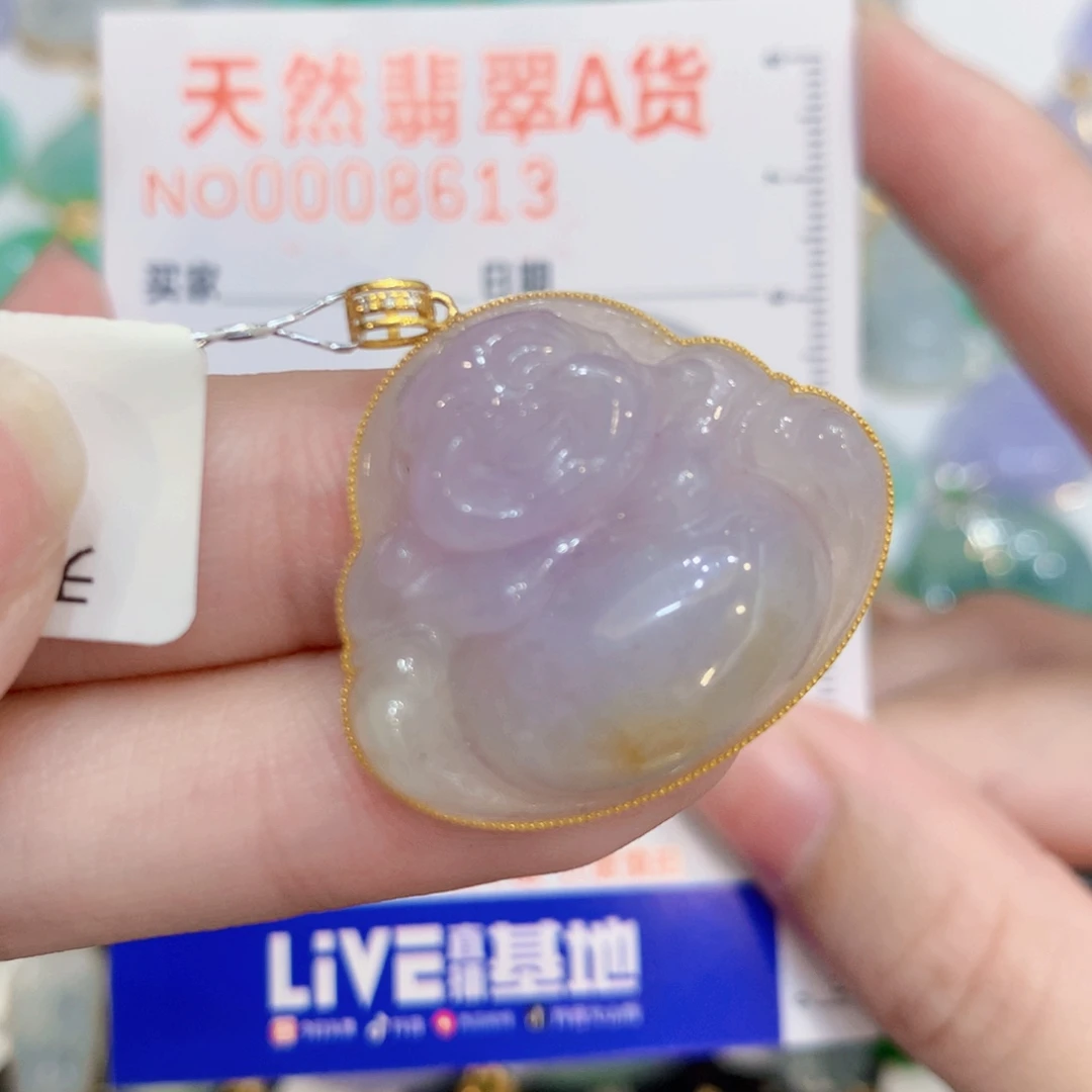 翡翠18K金镶嵌颈饰佛公