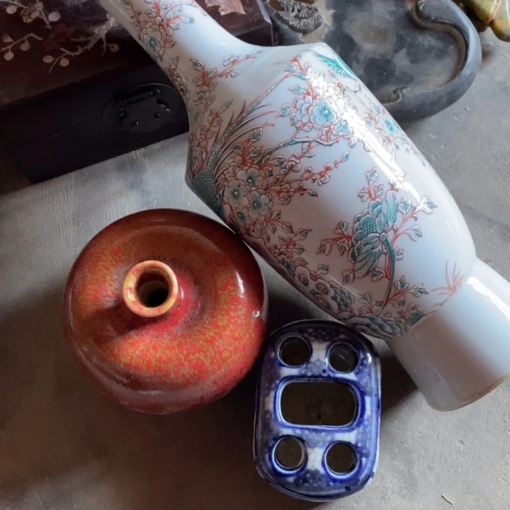 紫砂茶叶罐战***钓瓷器工艺品
