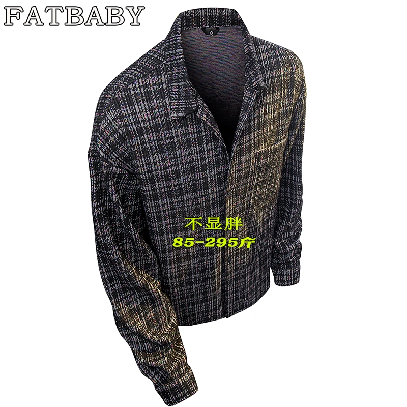 春秋新立体宽松小清新外套港风复古做旧百搭大码男士格子长袖衬衫