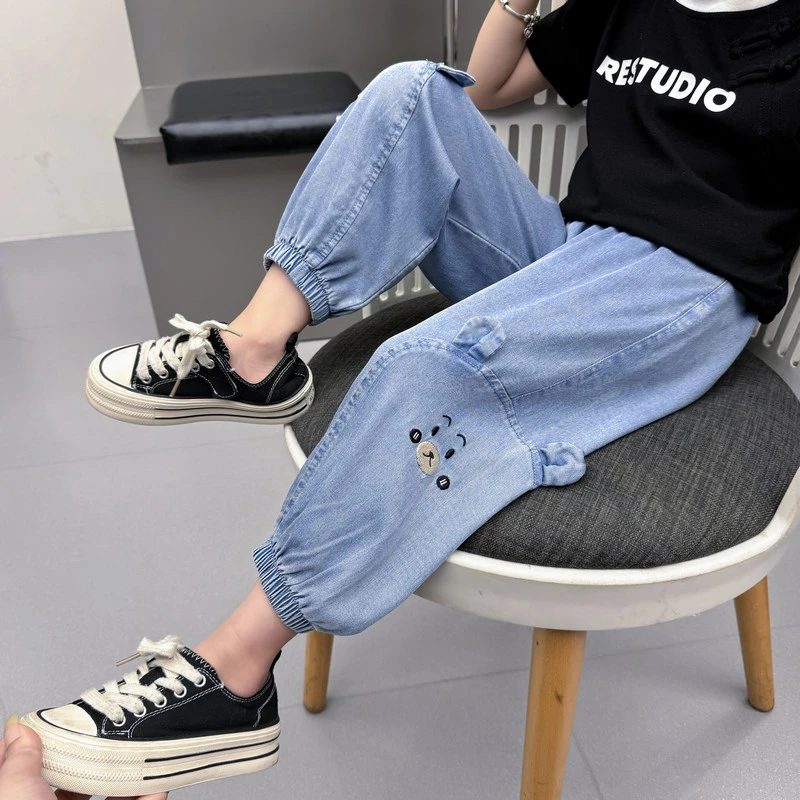 女小童防蚊裤夏季2025薄款女宝宝天丝牛仔裤夏装小女孩时尚束脚裤