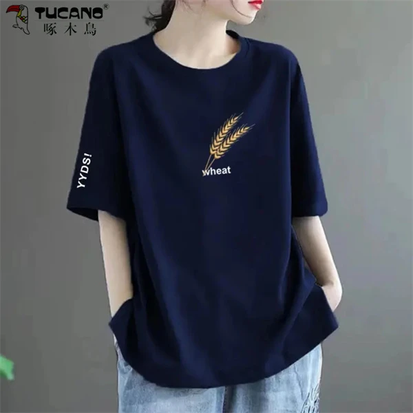 【啄木鳥】高品质纯棉新款印花短袖T恤上衣百搭显瘦打底衫短袖T恤