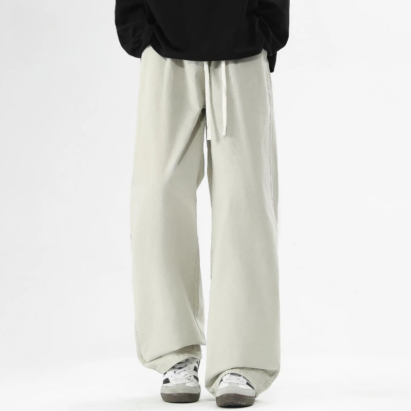 2025秋季新款美式纯色水洗复古休闲裤男简约男士170胖子男生裤子