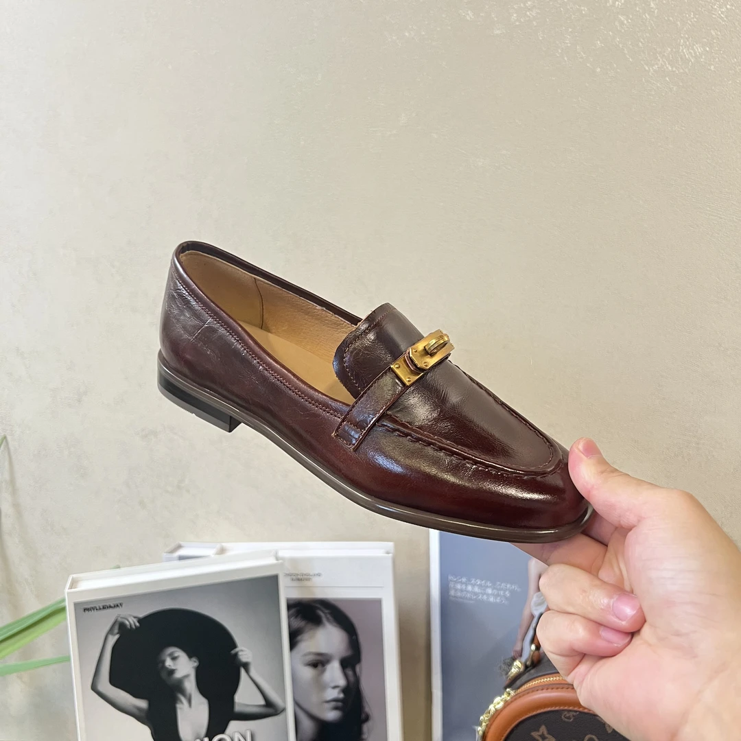 李大龙~牛皮2公分/春秋季新款气质百搭时尚通勤乐福单鞋1806