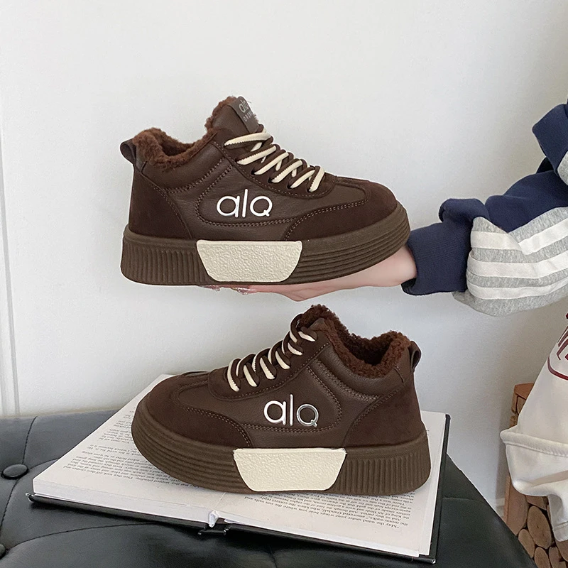 新品热卖冬季新高帮厚底百搭加绒休闲保暖棉鞋冬天阔腿裤鞋子