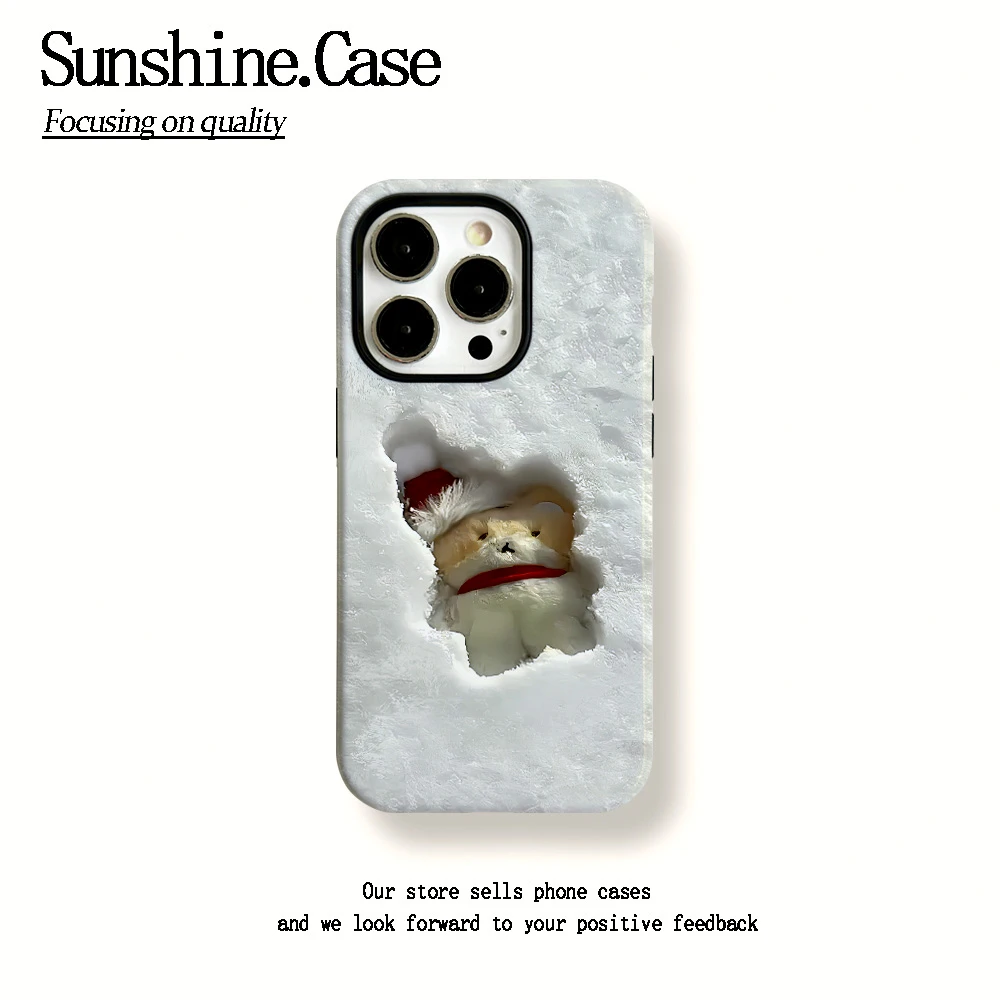 菲林二合一适用苹果华为vivo小米oppo手机壳雪地玩偶16PRO/15