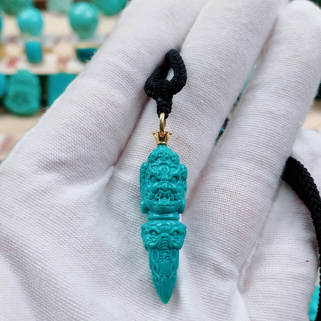 绿松石未镶嵌珠宝半成品金刚杵